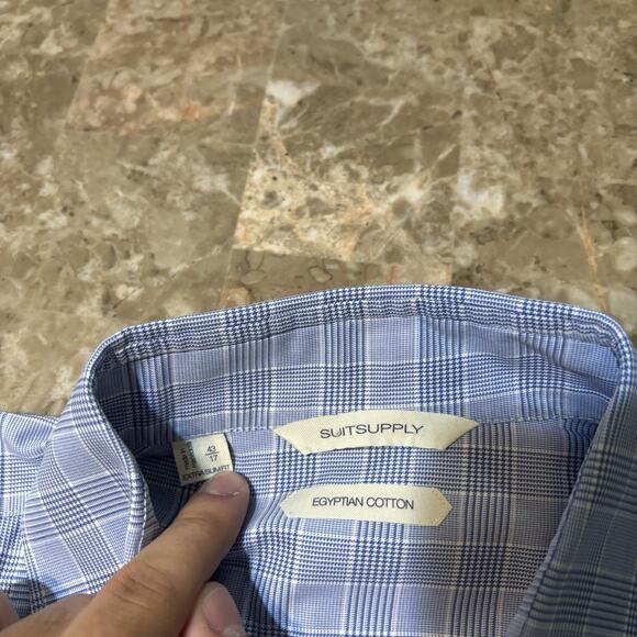 Suitsupply Shirt Mens 43 17 Extra Slim Fit Blue Egyptian Cotton Tessitura Monti - Picture 3 of 11